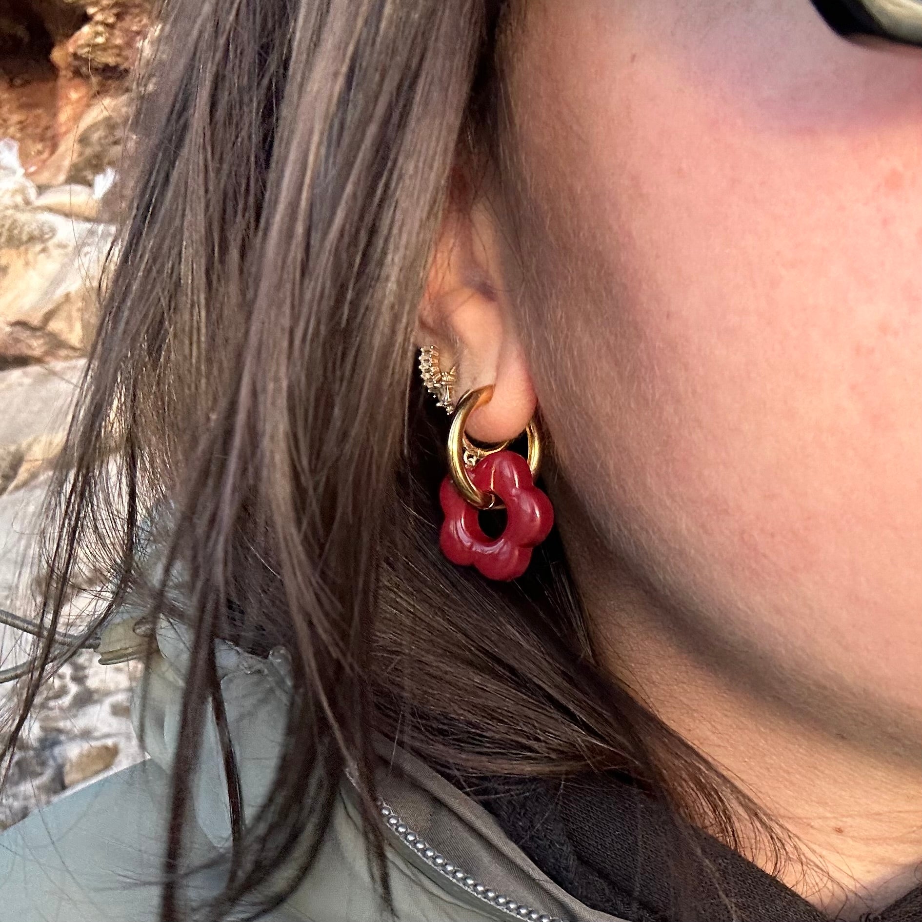 Pendientes Flor cherry - El jardín de las joyas