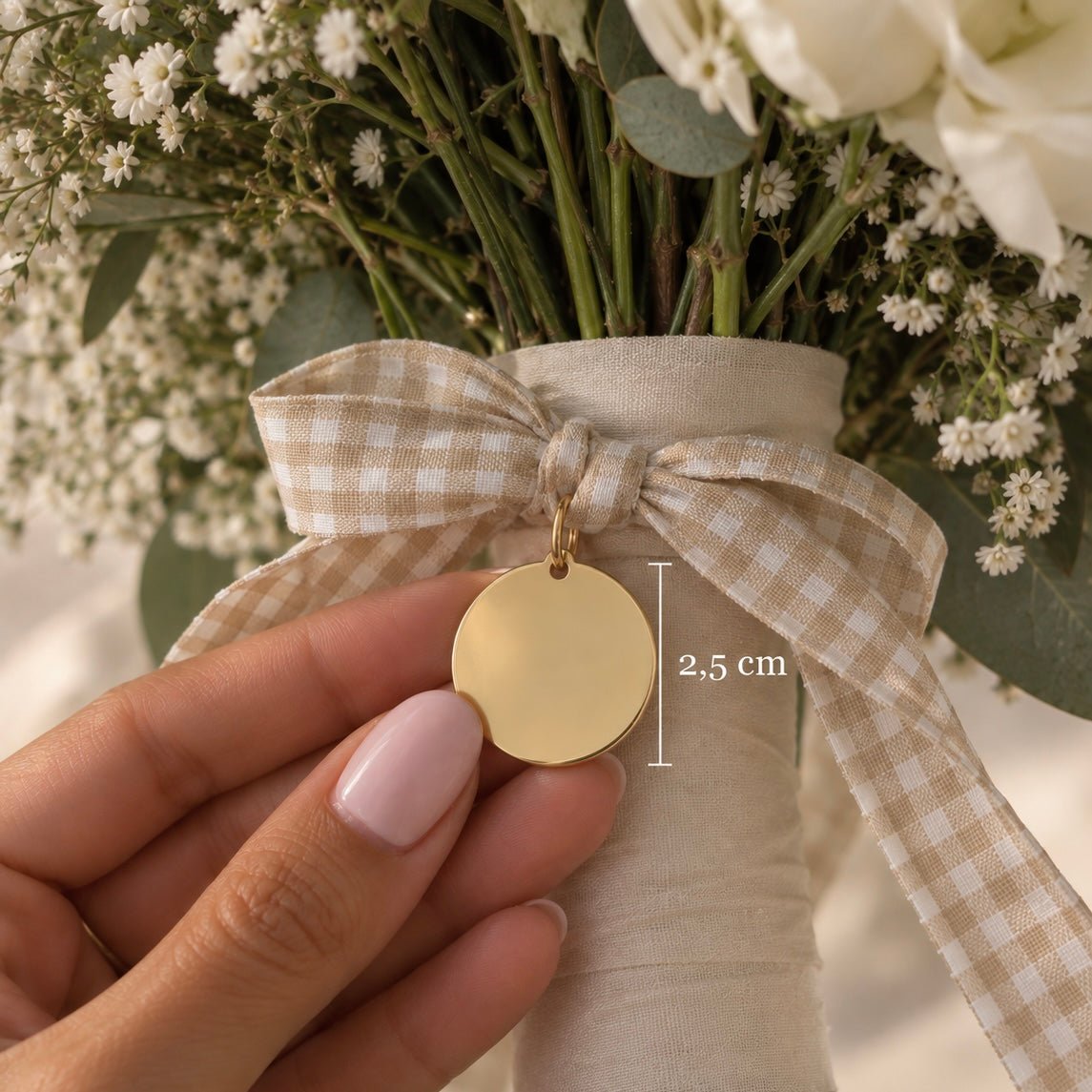 Medalla personalizada para ramo de novia - El jardín de las joyas