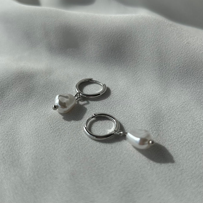 Pendientes Aro Madre perla Silver - El jardín de las joyas
