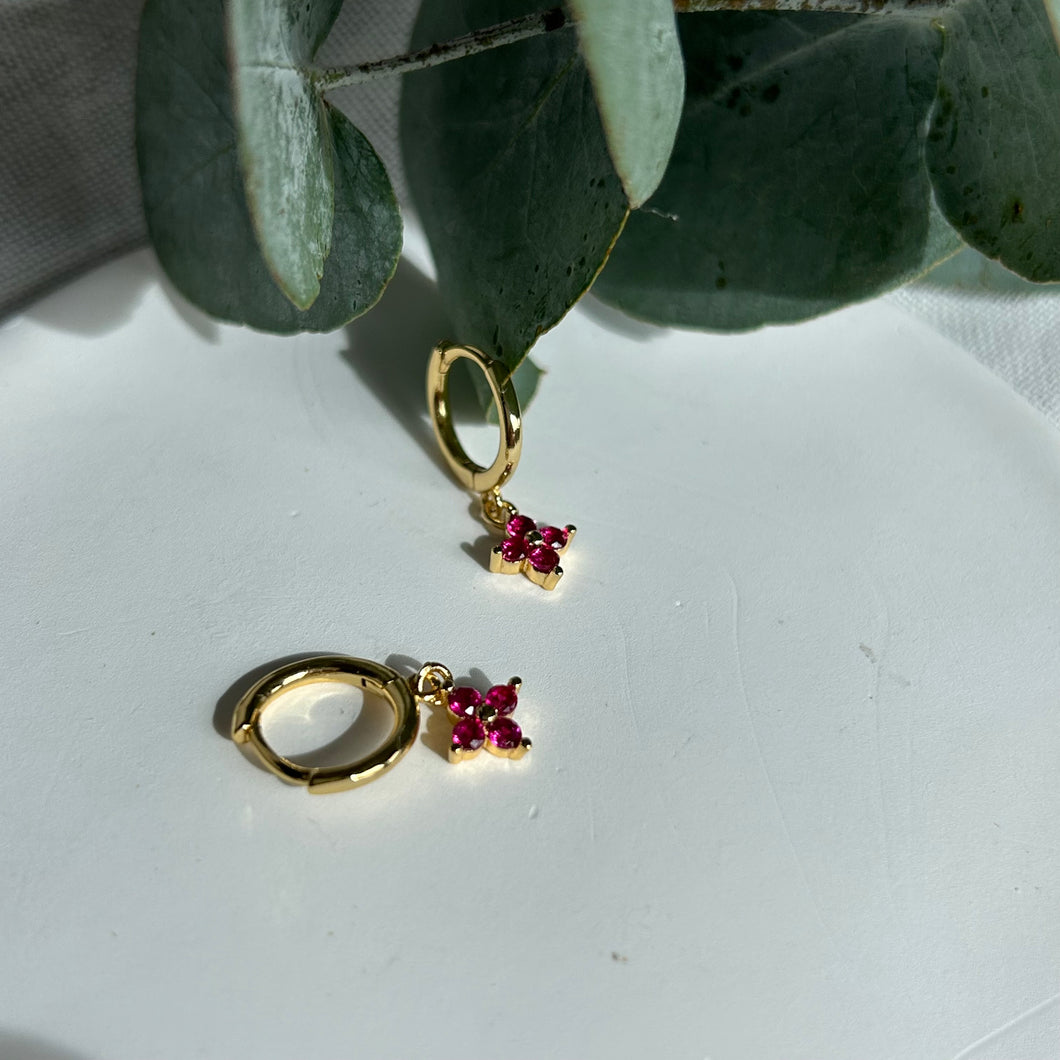 Pendientes Flor Fucsia Gold