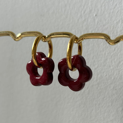 Pendientes Flor cherry