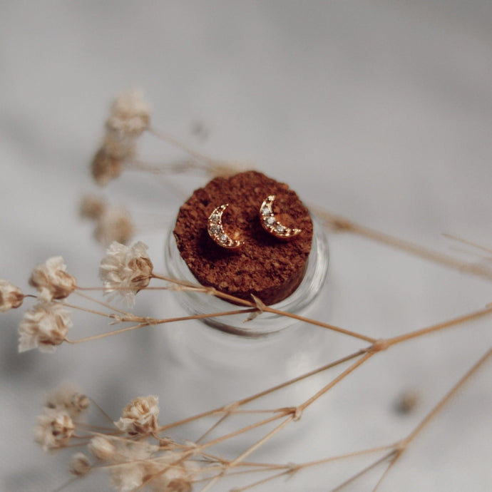 Pendientes mini Moon Gold - El jardín de las joyas