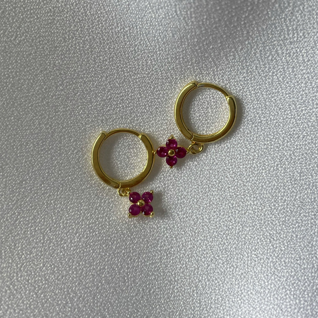 Pendientes Flor Fucsia Gold